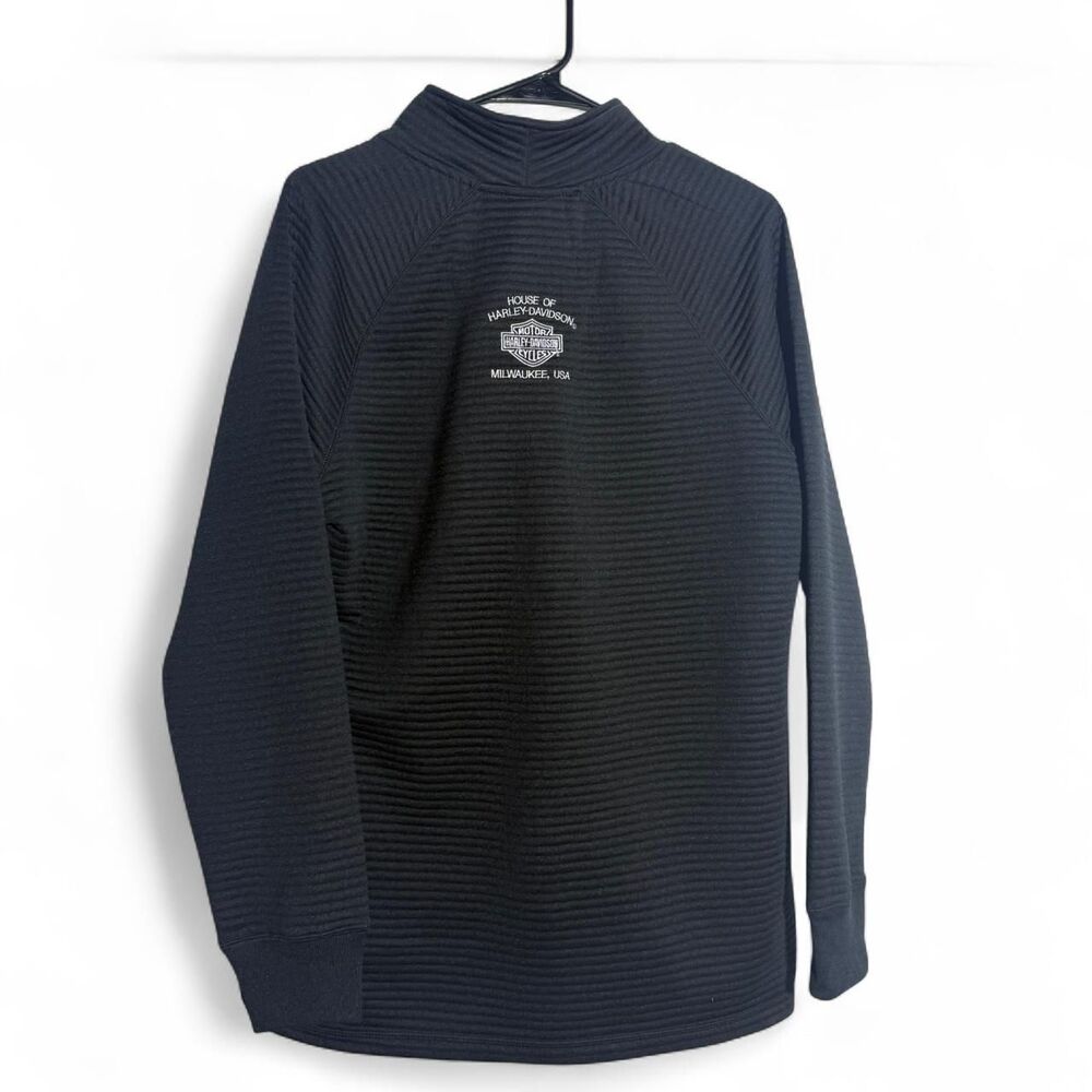 Harley Davidson men's charcoal and black 1/4 snap-up athletic sweatshirt Size L - Picture 5 of 7